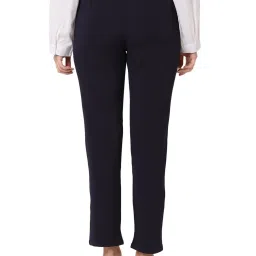 Smarty Pants Navy Cotton Lycra Straight Fit Trousers image 2