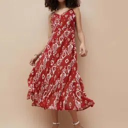 Colour Me By Melange Red Regular Fit Printed Dress-picture-19