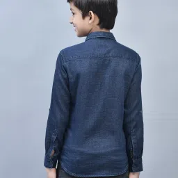 Crimsoune Club Kids Navy Solid Full Sleeves Shirt image 2