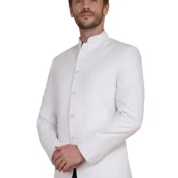 TAHVO White & Black Cotton Slim Fit Two Piece Suit image 3