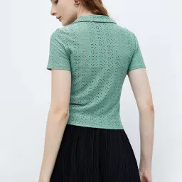 Ginger by Lifestyle Sage Green Self Pattern Top image 2