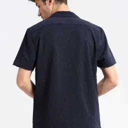 showoffff Showoff Navy Blue Slim Fit Self Pattern Shirt image 2