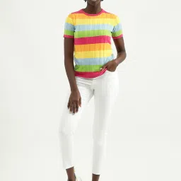 United Colors of Benetton Multicolored Cotton Color-Block Top image 4