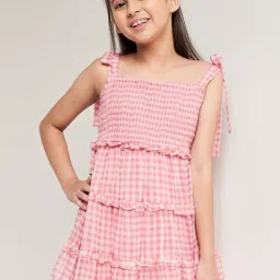 AND girl Kids Pink & White Chequered Dress image 1