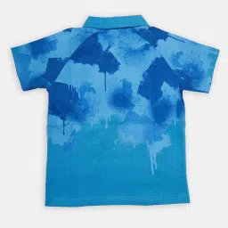 Angel & Rocket Kids Blue Cotton Printed Polo T-Shirt image 2