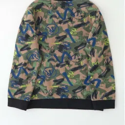 Angel & Rocket Kids Brown & Green Cotton Printed Full Sleeves Sweatshirt image 2