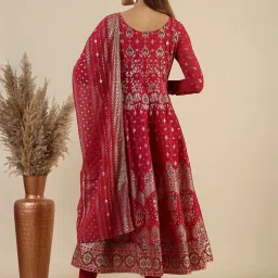 Aurelia Pink Printed Anarkali and Pant Set With Dupatta image 2