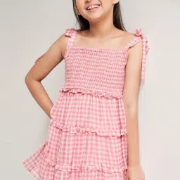 AND girl Kids Pink & White Chequered Dress image 3