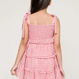 AND girl Kids Pink & White Chequered Dress image 2