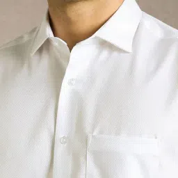 Louis Philippe White Cotton Regular Fit Texture Shirt image 4