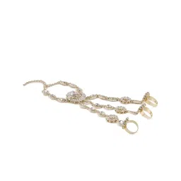 Priyaasi Drop and Floral Kundan Hand Harness image 2