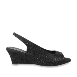 Mochi Women's Black Sling Back Wedges image 2