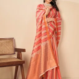 Saree Mall Pink Woven Saree With Unstitched Blouse image 2