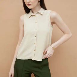 Code By Lifestyle Beige Regular Fit Top-picture-29