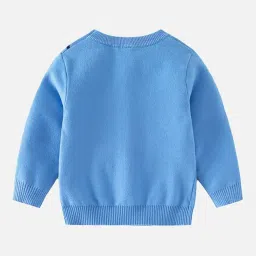 Little Surprise Box Kids Blue Printed Full Sleeves Sweater image 2