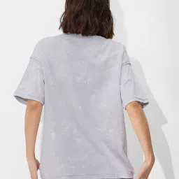 The Souled Store Grey Oversized Printed T-Shirt image 2