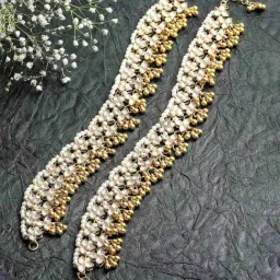 Karatcart Gold-Plated Kundan Anklet for Women-image-0