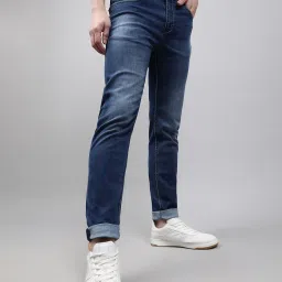 Lindbergh Blue Tailored Fit Lightly Washed Jeans image 3