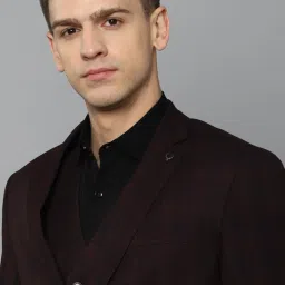 Allen Solly Brown Slim Fit Checks Three Piece Suit image 4