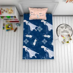 CORE Designed By Spaces Disney Frozen Multicolor Cotton 144TC Single Bedsheet with 1 Pillow Cover image 3