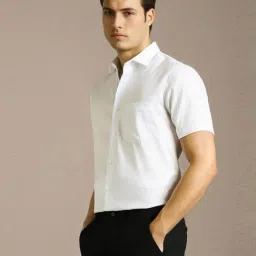 Louis Philippe White Cotton Regular Fit Texture Shirt image 3