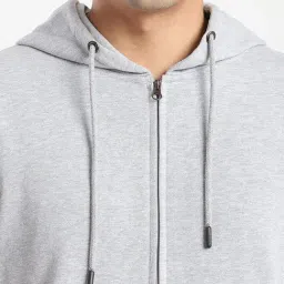 R&B Grey Cotton Regular Fit Hooded Jacket image 3