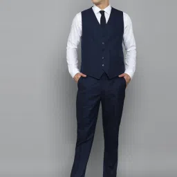 Allen Solly Navy Blue Slim Fit Checks Three Piece Suit image 3