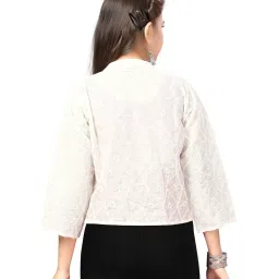 Aarika Kids White Embroidered Jacket image 2