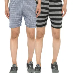Vimal Jonney Black & Blue Regular Fit Shorts - Pack of 2 image 1