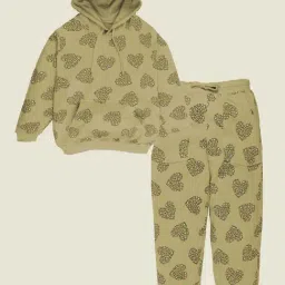 Kiddopanti Kids Khaki Printed Sweatshirt & Trackpants-picture-40