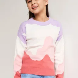 AND girl Kids Multicolor Printed Full Sleeves Sweater image 1