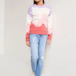 AND girl Kids Multicolor Printed Full Sleeves Sweater image 4