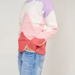 AND girl Kids Multicolor Printed Full Sleeves Sweater image 5