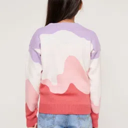 AND girl Kids Multicolor Printed Full Sleeves Sweater image 2