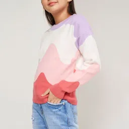 AND girl Kids Multicolor Printed Full Sleeves Sweater image 3