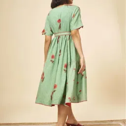Marigold Lane Sea Green Printed A-Line Dress image 2