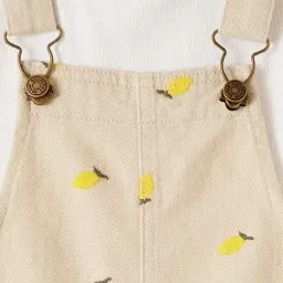 R&B Kids Beige Embroidery Regular Fit Dungaree image 5