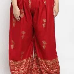 style prezone Women Relaxed Red Viscose Rayon Trousers-picture-10