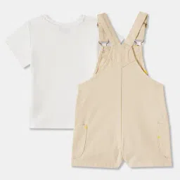 R&B Kids Beige Embroidery Regular Fit Dungaree image 2