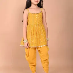 LilPicks Kids Yellow Sequence Kurta Set-picture-32