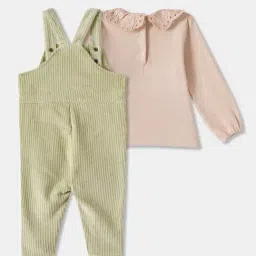 R&B Kids Pink & Green Regular Fit Dungaree image 2