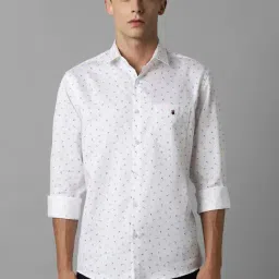 Louis Philippe White Cotton Slim Fit Printed Shirt-picture-31