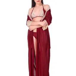 N-Gal Maroon Lace 8 Piece Nighty image 5