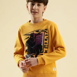 Lil Tomatoes Boys Mustard Cotton Fleece Sweatshirt-picture-2