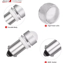 AllExtreme EXBA9SW BA9S LED Parking Light Super Bright Ceramic Car Interior License Plate Wedge Dome Trunk Dashboard Bulb for Car Bike and Motorcycle (3W, White, 2 PCS) image 3