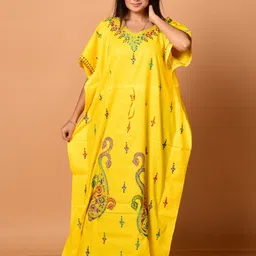 HOUSE OF ARLI Printed Pure Cotton Kaftan Maxi Nightdress image 3