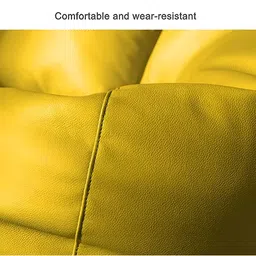 AARIJ MART Yellow 3 Pieces Colourblocked Leather Bean Bag With Footrest & Cushion image 4