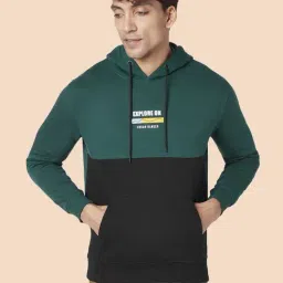 Urban Ranger by Pantaloons Teal Regular Fit Colour Block Hooded Sweatshirt-picture-15