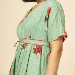 Marigold Lane Sea Green Printed A-Line Dress image 5