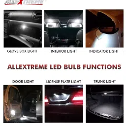 AllExtreme EXBA9SW BA9S LED Parking Light Super Bright Ceramic Car Interior License Plate Wedge Dome Trunk Dashboard Bulb for Car Bike and Motorcycle (3W, White, 2 PCS) image 5